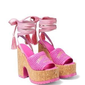 Jimmy choo gal raffia pink sandal 39.5